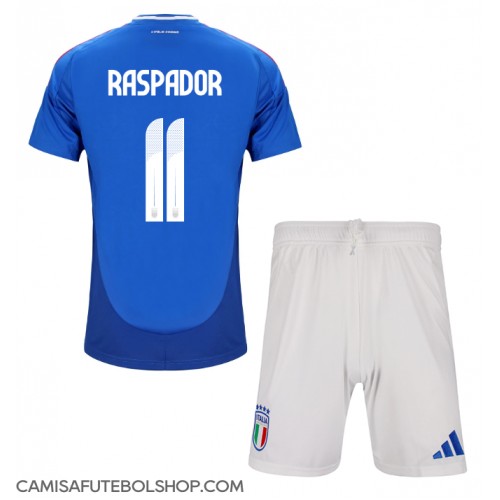 Camisa de time de futebol Itália Giacomo Raspadori #11 Replicas 1º Equipamento Infantil Europeu 2024 Manga Curta (+ Calças curtas)